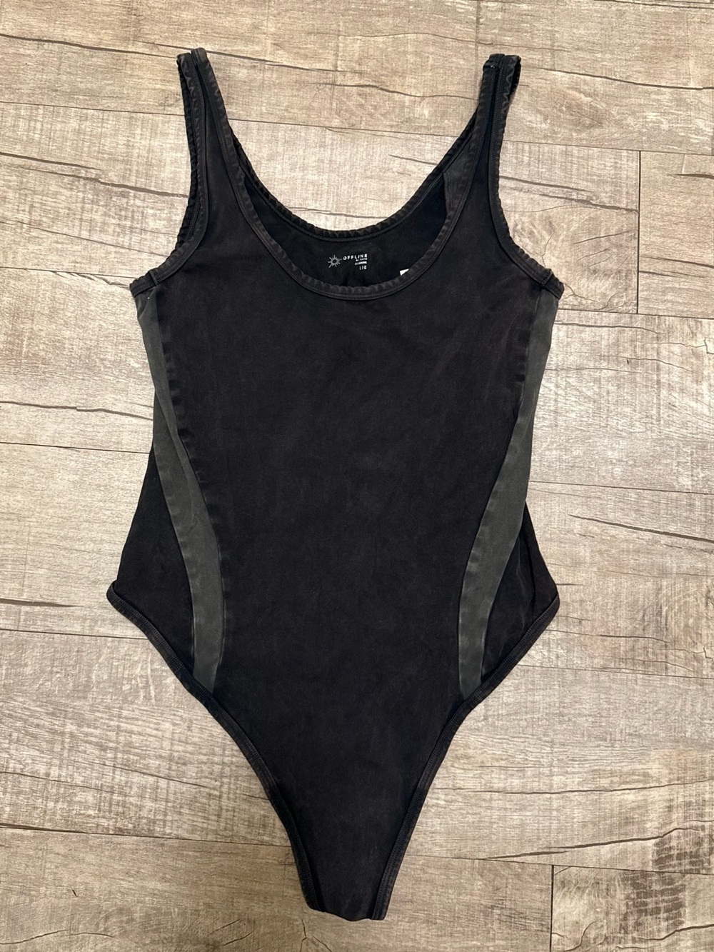 Aerie Black Scoop Neck One-Piece Bodysuit